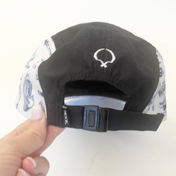 Rook x DGK collab 5-Panel Strapback Graphic Hat Blue White Black Flat Bill - Picture 2 of 6